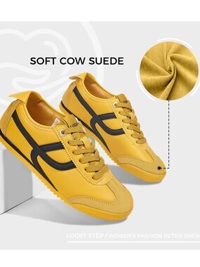 Onitsuka Mexico 66 Yellow INSPIRED Sneakers with soft Cow Suede Black Stripes